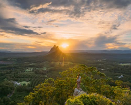 One of the best things to do on the Sunshine Coast is to explore the mountains and the Glasshouse Mts you see here are a popular place for hiking.